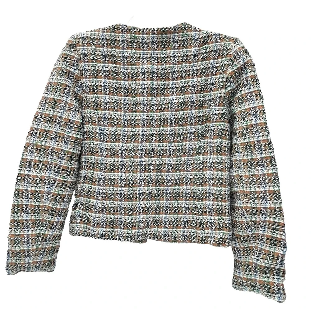 Truth by Republic Women's 12 Tweed Button Up Lined Preppy Workwear Blazer Jacket